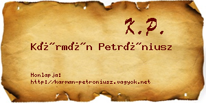 Kármán Petróniusz névjegykártya